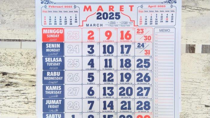 Kalender 2025 Lengkap dengan Tanggal Merah, Lebaran 2025 Tanggal Berapa