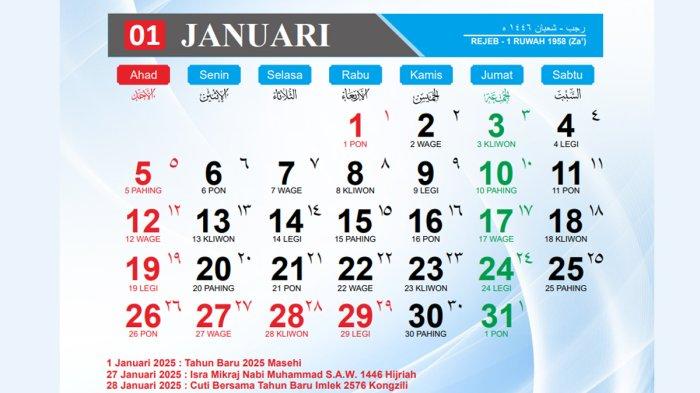 Berita Kalender 2025 Lengkap dengan Tanggal Merah Terbaru Hari Ini