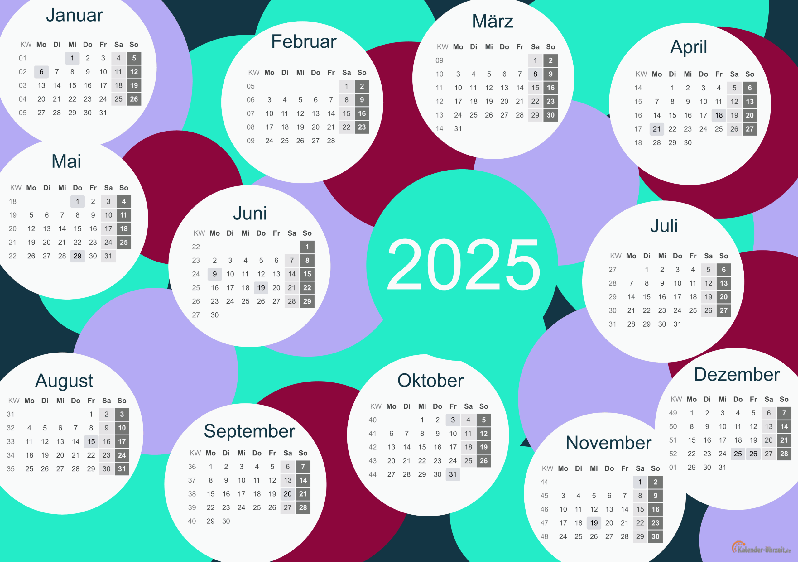 Kalender 2025 Monate Zum Ausdrucken Kalender 2025 Zum Ausdrucken