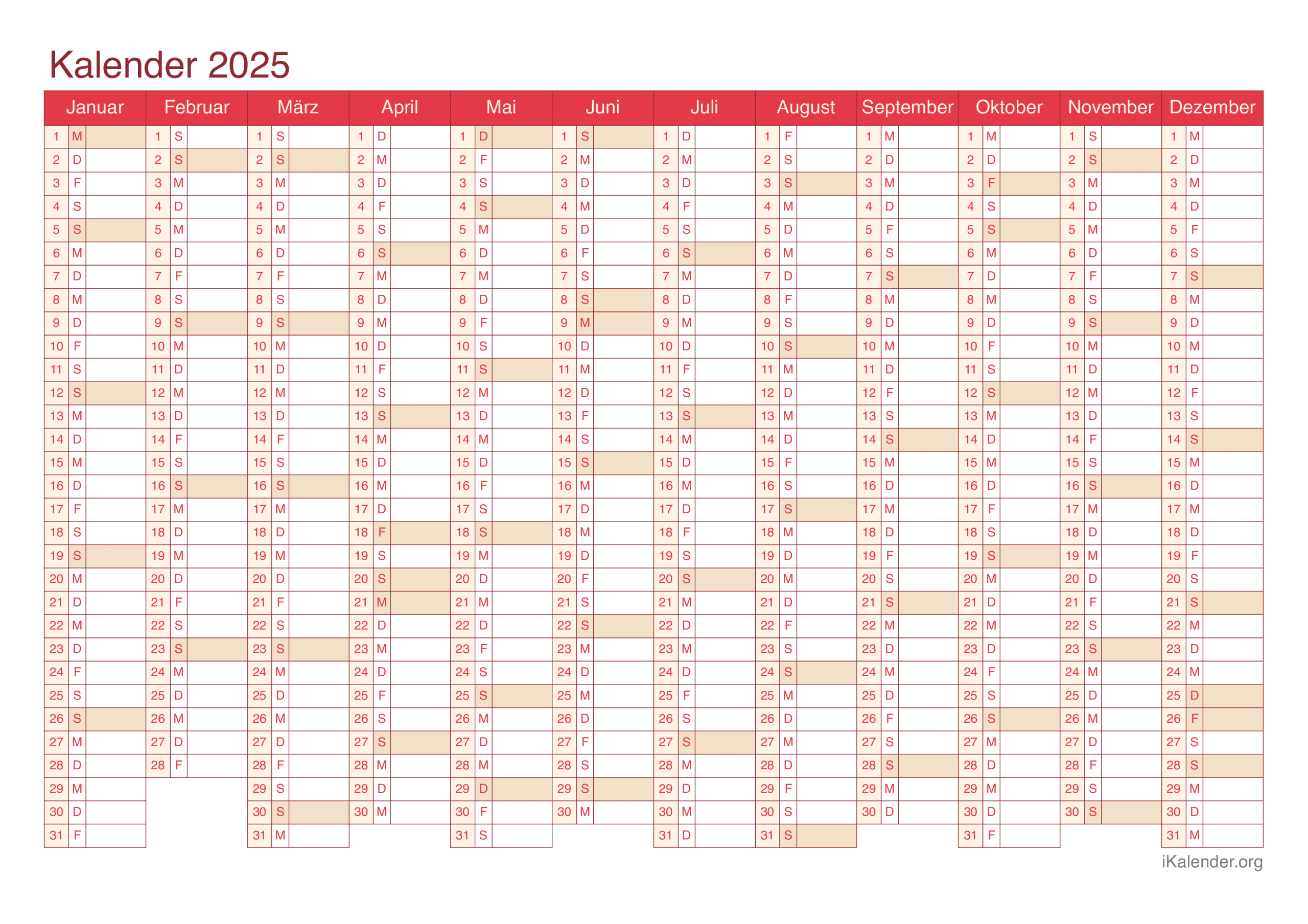 Kalender 2025 Ausdruck Kalender 2025 Zum Ausdrucken