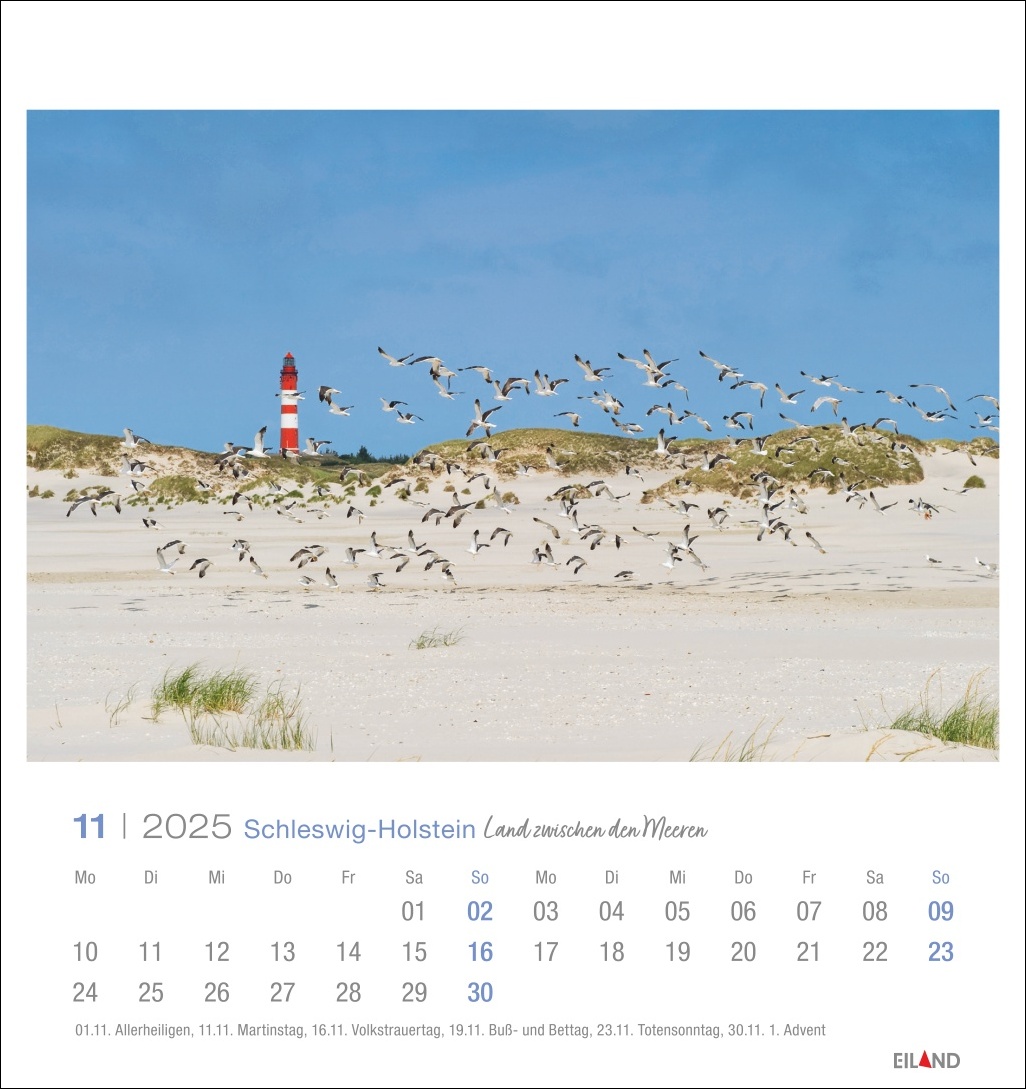 Schleswig-Holstein - PostkartenKalender 2025 - Eiland Verlag Sylt